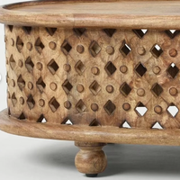 Table basse rectangulaire en bois de manguier massif sculpté à la main par des artisans du Rajasthan, décoration d'intérieur luxueuse