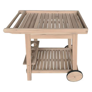Chariot de service en acacia massif - Table basse mobile à deux niveaux, écologique, durable et léger - Product Image 1