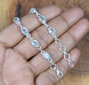 Blue Topaz 925 Sterling Silver Gemstone Elegant <b>Adjustable</b> <b>Bracelet</b> Handmade Jewelry Gift for Birthday 10 Stone <b>Bracelet</b> - Product Image 4