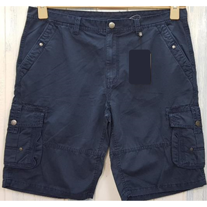 Shorts chino décontractés pour hommes 100% coton sergé Tissus fins avec poche à rabat cargo et braguette zippée Lavés - Product Image 1