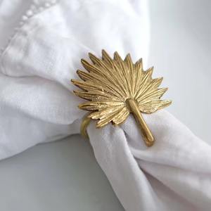 Brass <b>Large</b> Leaf Design Napkin <b>Ring</b> Gold Platted Napkin <b>Rings</b> - Product Image 1