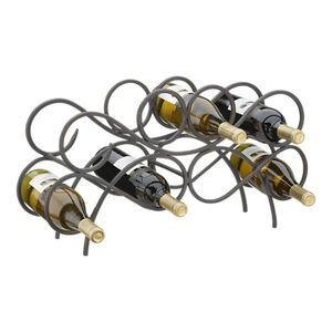 Porte-vin rustique vintage en fer forgé, finition noire, support de boissons de table, rangement multifonctionnel pour la maison et la cuisine - Product Image 2