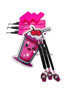 แหนบต่อขนตาสแตนเลสปลายเงิน45องศาเคลือบผงสีดำ90องศาพร้อมพวงกุญแจอุปกรณ์เสริมความงาม - Product Image 4