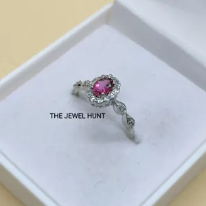 핑크 전기석 솔리드 925 스털링 실버 링, 그녀를 위한 전기석 컷 결혼 반지, 여자 친구를 위한 발렌타인 데이 선물 지금 구매