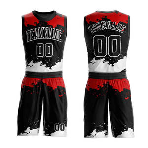 Ensembles d'uniformes de basketball pour hommes respirants et à séchage rapide avec impression numérique - 100 % polyester, logo frontal, sans manches - Product Image 1