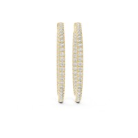 Pacho ER-315 Boucles d'oreilles créoles grandes et tendance en moissanite ronde à coupe en U, en argent sterling 925, certifiées par un tiers, cercle complet