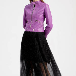 Recién llegado, chaqueta de cuero transpirable para mujer con cuello levantado, punto de moda personalizado teñido liso para invierno, precio bajo - Product Image 2