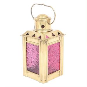 Linternas de vela marroquí de oro de metal superventas con vidrio de cara de color para la decoración del hogar y el jardín Mini linternas colgantes - Product Image 2