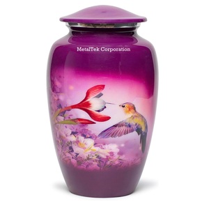 Venta al por mayor Popular púrpura colibrí esmalte Color aluminio Metal cremación urnas estilo adulto tarros conmemorativos cenizas funerarias urnas - Product Image 5