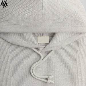 Mens Premium High Quality Grey Oversized Ribbed <b>Hoodie</b> Effortless Style Everyday Wear Soft Warm Casual Relaxation Streetwear - Product Image 3