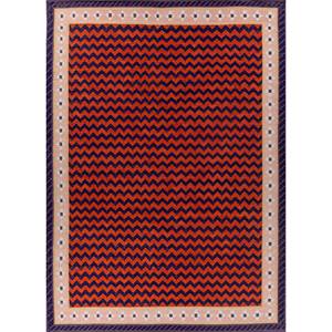 Alhambra Alfombra Boho de Lana de Tejido Plano ADWL-13224 Rosa Púrpura con Pelo de Peluche para Hogar, Dormitorio, Sala de Estar, Pasillo - Rectangular Chevron - Product Image 1