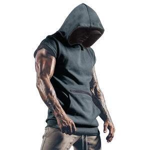 Haute qualité hommes été sans manches Gym Stringer débardeur personnalisé entraînement vêtements de sport capuche Polyester matériel Muscle en gros - Product Image 5