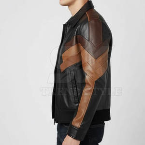 แจ็คเก็ตหนังผู้ชายสไตล์มินิมอล หลายสี ไฮไลท์สีเดียว แจ็คเก็ตหนังผู้ชายสไตล์พรีเมียม - Product Image 3