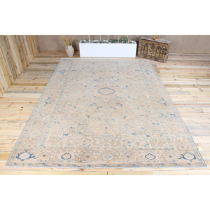 8.4x11.3 ft Vintage Rug Rug, Turkish Rug, <b>Brown</b> Geometric <b>Wool</b> Rug - Product Image 1