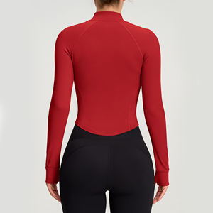 Chaqueta Deportiva de Yoga para Mujer, Ajustada, Manga Larga, Chaqueta Deportiva para Exteriores con Cremallera Completa, Top de Entrenamiento con Orificios para los Pulgares, Ropa de Gimnasio - Product Image 2