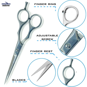 Ciseaux professionnels de coiffure pour barbier, coupe décalée, 16,5 cm, acier inoxydable, écologiques - Product Image 1