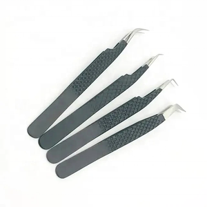 Pince à épiler manuelle en acier inoxydable japonais noir mat de haute qualité, réutilisable, stérilisée à haute température, 12 cm, avec poignée diamantée - Product Image 2