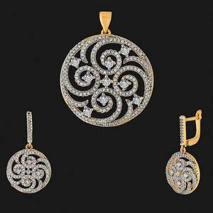 Kriaa AD <b>Fine</b> <b>Jewelry</b> <b>Set</b> Stone Gold Plated Pendant 1202152 - Product Image 1