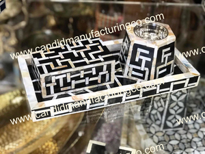 Meilleure qualité Acacia bois vadrouille incrustation résine incrustation boîte brûleur plateau ensemble pour la décoration de la maison arabe Mubkhar Bakhoor ensemble Ramdan cadeau - Product Image 2