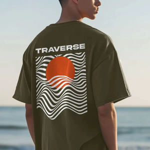 เสื้อยืดสตรีทไซส์ใหญ่พิเศษสำหรับผู้ชาย240GSM ผ้าฝ้าย100% คุณภาพการตัดเย็บแบบพรีเมียมงานตามสั่ง - Product Image 1