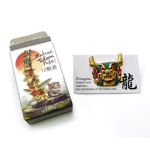 Insignias de solapa coleccionables de la caja sorpresa al por mayor, con diseño del Zodíaco Chino Tradicional, de latón bañado en plata y serigrafiadas - Product Image 4