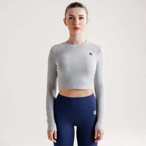 Crop top de gymnastique Dynamic Grip, couleur gris - Product Image 1