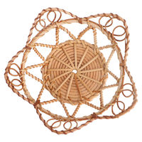 Plateaux de service en rotin et bois faits à la main en forme de fleur 25x25x8cm – Meilleures ventes pour la décoration de la maison, des restaurants, des bars, des hôtels et des mariages