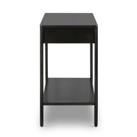 Table console industrielle en métal avec deux tiroirs de rangement, une étagère inférieure en finition enduite de poudre noire pour l'entrée du couloir