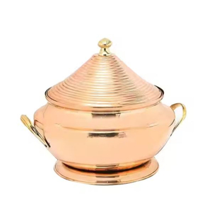 Plato de frotamiento de diseño martillado antiguo de cobre de diseño Vintage para plato de catering de Hotel, calentador de comida, plato de frotamiento - Product Image 3