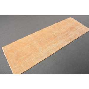 2.2x6.4 ft Turkish Rug, Vintage Runner Rug, <b>Brown</b> White Check <b>Wool</b> Rug - Product Image 3