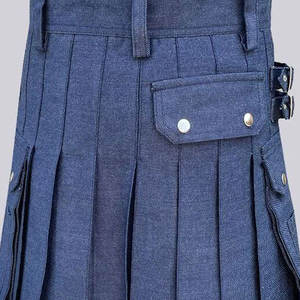 Kilt écossais en denim bleu pour homme, mode des Highlands, kilt utilitaire, bretelles réglables - Product Image 6