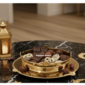 Ensemble de deux bols à chocolat plaqués or, forme ronde, bol à bonbons de table, dernière arrivée, bol à chocolat design - Product Image 6