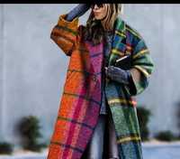 Manteau long en laine mélangée brossée à carreaux pour femme, col rabattu, en daim tissé de poids moyen, vêtement d'extérieur décontracté pour l'automne et l'hiver