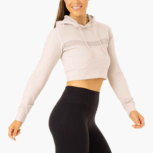 Custom Logo Womens <b>Crop</b> <b>Top</b> Hoodie with Drawstring Oversized Pullover Streetwear Hooded Sweatshirt for Winter & Fall - Product Image 1