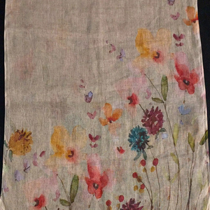 Modern Chic Floral Digital Print Linen <b>Shawl</b> Lightweight Trendy Fashion Scarf Women's Long Comfortable Summer Traditional <b>Wrap</b> - Product Image 1