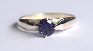 Iolite 4 Prong แหวนเงินแฮนด์เมด-925แหวนเงิน-รอบ Iolite-แหวนสัญญา - Product Image 2