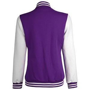 Chaqueta universitaria de retazos cortos de alta calidad para escuela, chaqueta forrada de lana con cuello levantado para mujer - Product Image 2