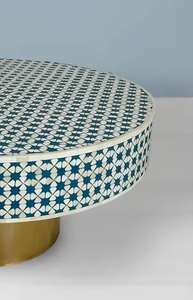 Table basse traditionnelle en os incrusté, faite à la main, motif floral, en bois, pour la décoration intérieure, très demandée, disponible pour la livraison mondiale - Product Image 4