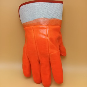 Gants de sécurité en PVC orange fluorescent, antidérapants, imperméables, résistants au froid, entièrement enduits, doublure en mousse, travail industriel, 16 oz d'épaisseur - Product Image 3