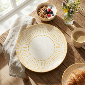 Ensemble de 2 assiettes à dîner modernes en porcelaine Amoret, 10,8 pouces, nouveau design, vaisselle en céramique pour la restauration fine, fond plat pour les hôtels - Product Image 1