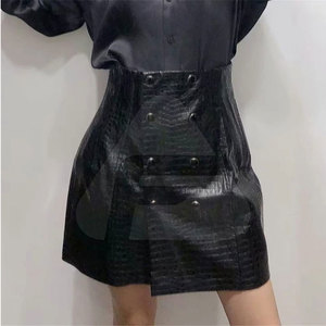 Jupe mi-longue en cuir épais pour femmes de haute qualité, respirante, confortable, antistatique, décontractée, pour l'hiver, unie, teinte personnalisée - Product Image 3