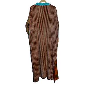 Kimono de seda Floral Maxi vestido Sexy Casual indio Patchwork estampado térmico noche bata vestido para mujer verano ropa de dormir - Product Image 3