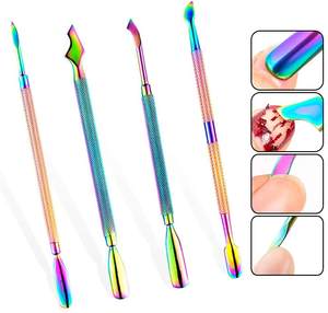 ที่ดันหนังกำพร้าสแตนเลสเกรดสูงแบบมืออาชีพที่ดันหนังกำพร้าสองด้านสีทองมีโลโก้ที่กำหนดเองโดย lci - Product Image 3