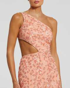 Robe de cocktail de soirée pleine longueur à épaules dénudées Poly-Mesh brodée de perles perles antistatique Cross-Back Crisis Design - Product Image 3