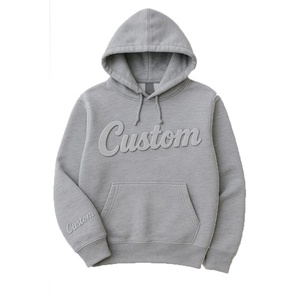 Sweat à capuche unisexe décontracté en molleton gris avec imprimé lettres en relief personnalisé Fly Fit, coupe régulière, poche avant, idéal pour l'hiver - Product Image 1