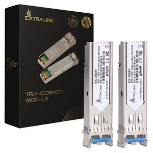 Module SFP Extralink 1.25G, lot de 2, 1.25 Gbit/s, LC/UPC, 1310 nm, 20 km, monomode, DOM - Product Image 1
