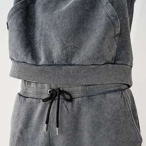 Marque privée Ensemble de jogging en polaire Tech Survêtement solide délavé à l'acide avec pulls à capuche 100% coton écologique pour l'hiver - Product Image 6