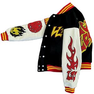 Wholesale Custom Cotton Button up Mens <b>Jackets</b> for Winter Mens Plus Size Custom Baseball Varsity <b>Jackets</b> Men - Product Image 1