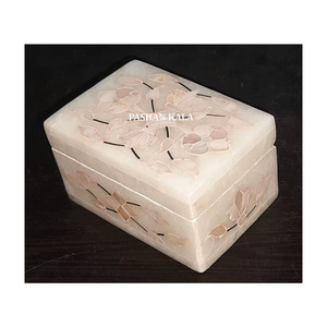Most Attractive <b>White</b> Marble Mother Of Pearl Inlay Jewelry <b>Box</b> Rectangle Shape Flower Design Used For Jewelry Packing And <b>Gifts</b> - Product Image 1