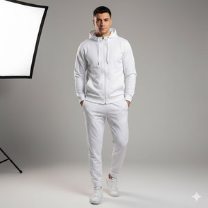 Nouvelle arrivée 2025 Ensemble de survêtement de course pour homme de haute qualité Motif uni Streetwear 100% coton Utilisation décontractée en hiver - Product Image 1
